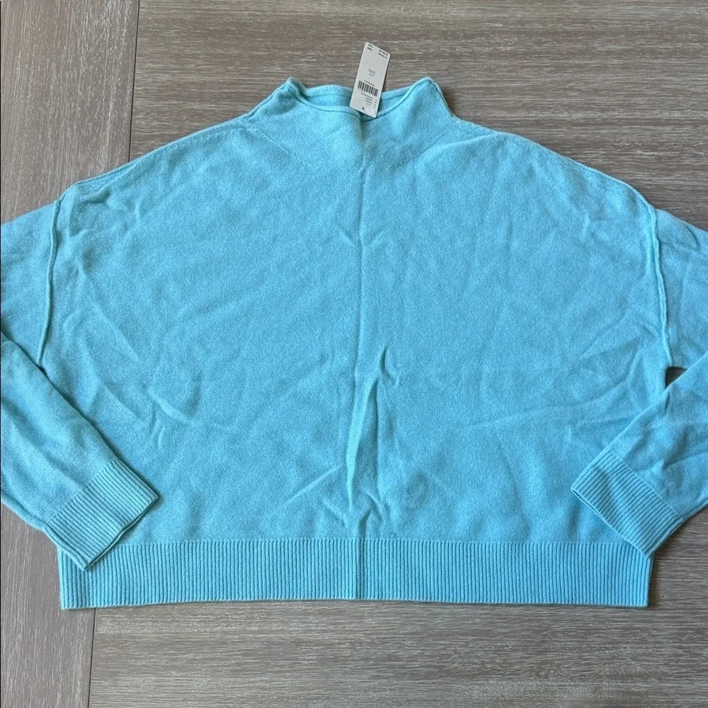 Anthropologie The Alani‎ Cashmere Mock-Neck Sweater by Pilcro Aqua XXS NWT